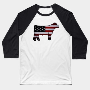 American Flag Show Steer Silhouette  - NOT FOR RESALE WITHOUT PERMISSION Baseball T-Shirt